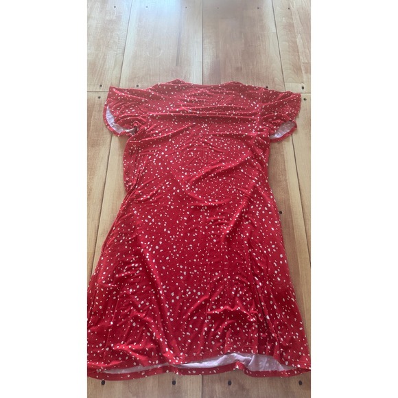 Maurices 24/7 Red Polka Dot Flutter Sleeve T-Shirt Dress with Pockets Large - Picture 5 of 5